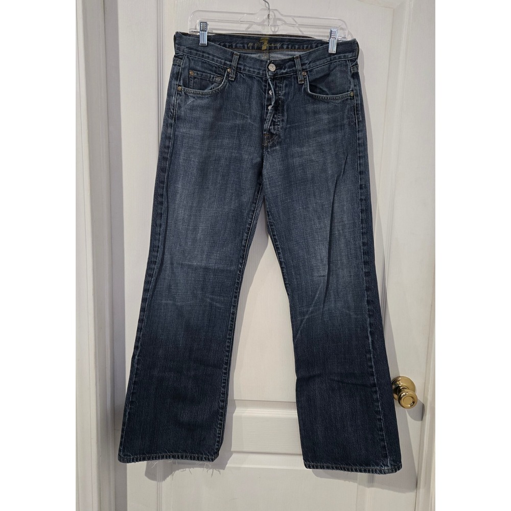7 For All Mankind Bootcut Jeans Mens 32x31 Blue Button Fly Denim